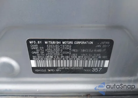 2017 Mitsubishi Outlander Sport Es/Se z USA, uszkodzony, nr VIN JA4AP3AU7HZ033520